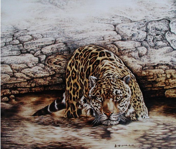 田玉田烙画动物作品欣赏,田玉田烙画多少钱