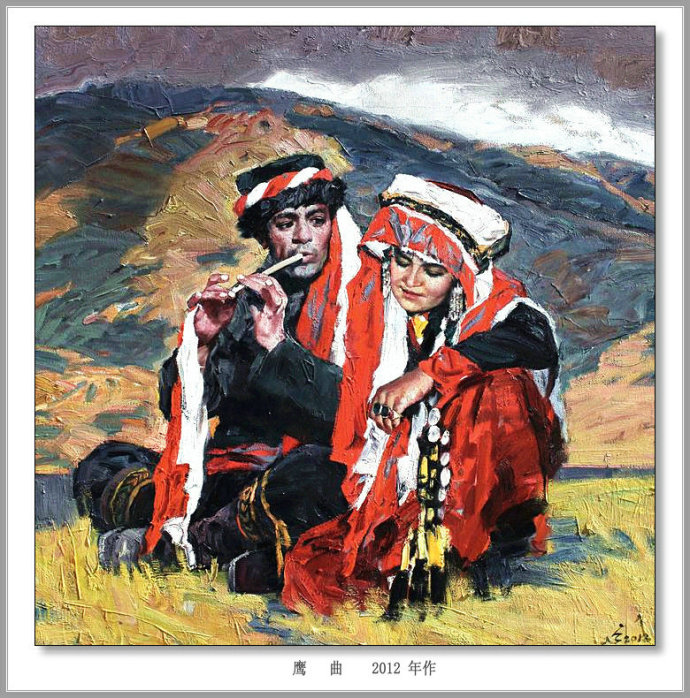 描绘新疆农村的油画,新疆油画风景作品