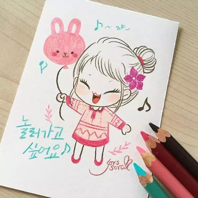 哈士奇的简笔画图片用彩铅画的,儿童彩铅简笔画6-12岁美观小人