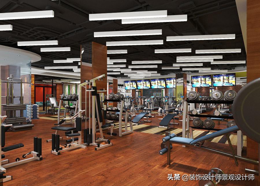 公司健身房设计效果图,书房健身房二合一设计效果图