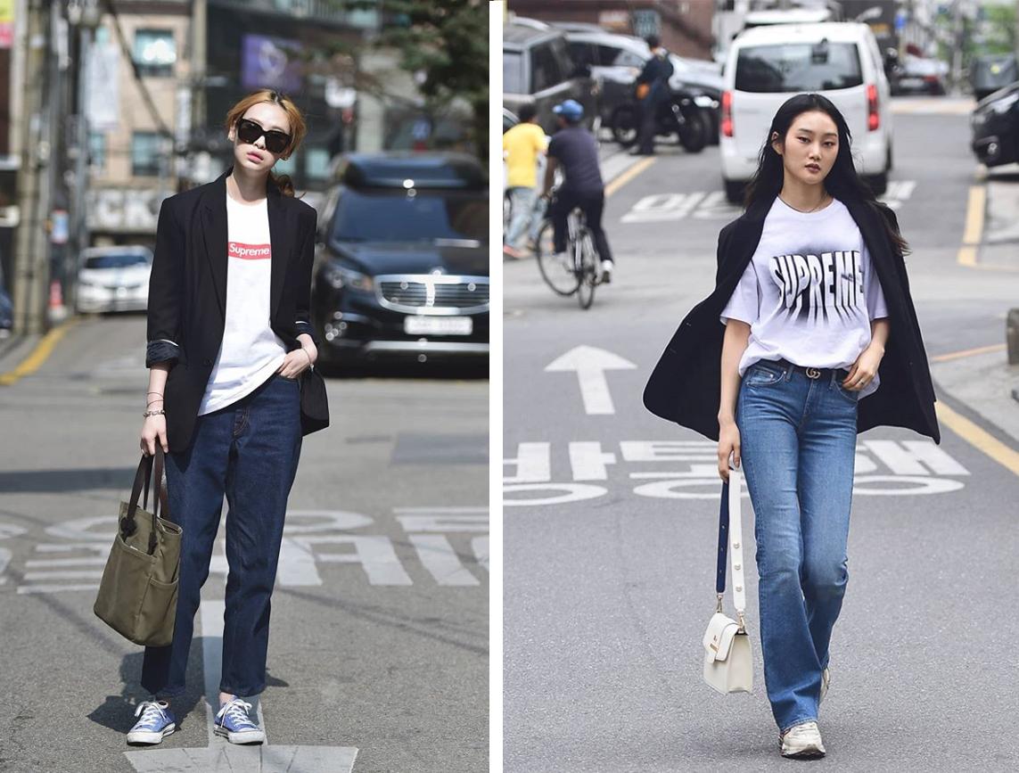 韩国女生ins西装搭配,看韩国美女街拍示范西装搭配