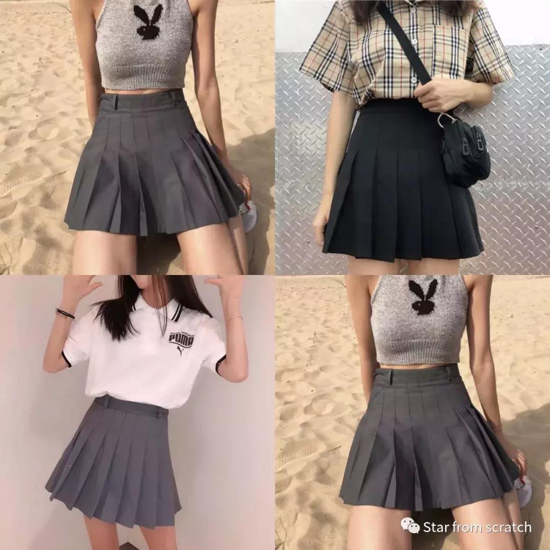 韩系穿搭百褶裙搭配裤子,白色百褶裙女团风穿搭