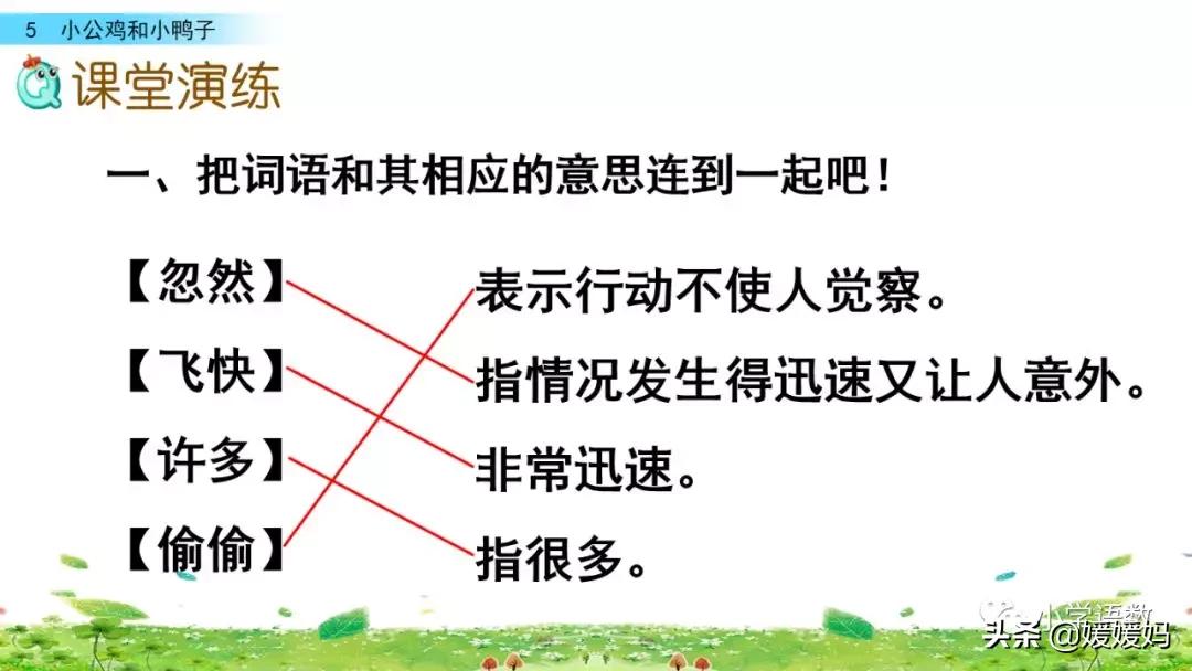 一年级小公鸡和小鸭子仿写句子,一年级小公鸡和小鸭子的看图写话
