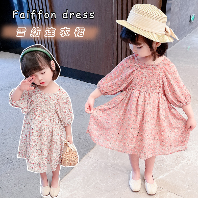 儿童连衣裙夏季女童碎花公主裙,女童连衣裙2023夏薄款儿童裙子