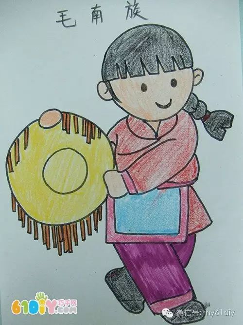 彩色少数民族儿童简笔画图片大全,五十六个民族简笔画卡通