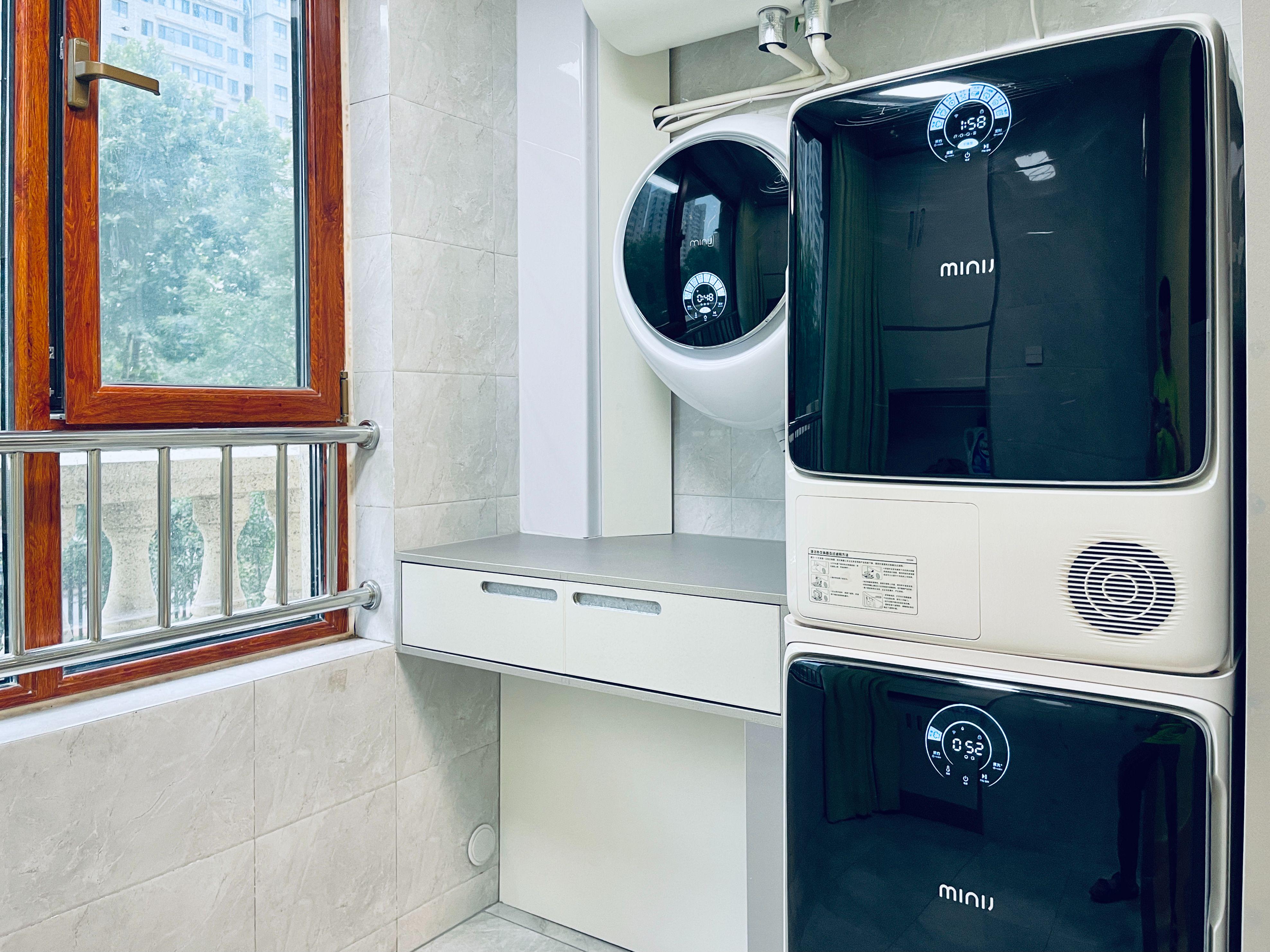 一字型洗衣房怎么布置好看,一平米洗衣房晾衣设计