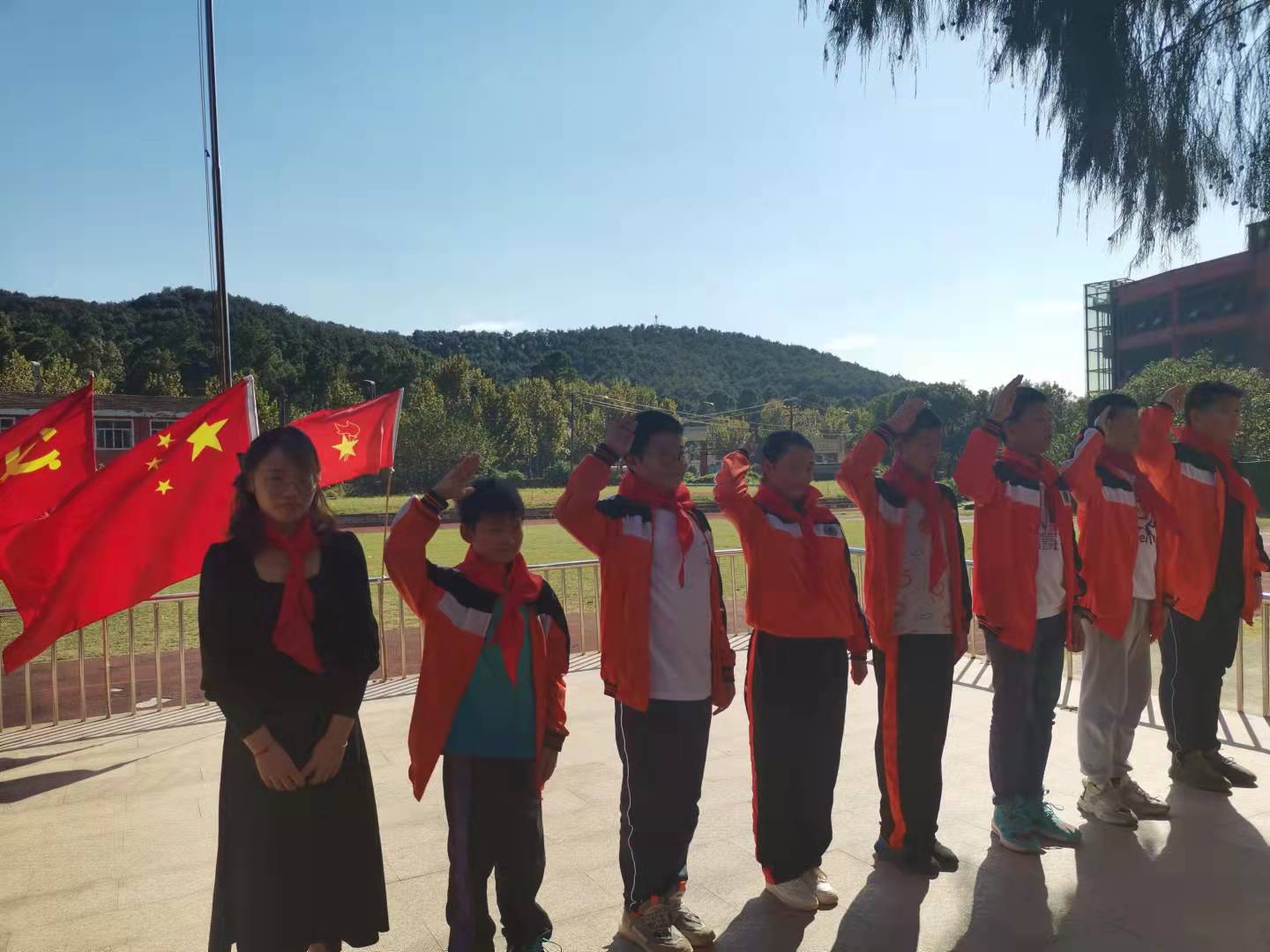 国旗红领巾队旗,队旗飘扬