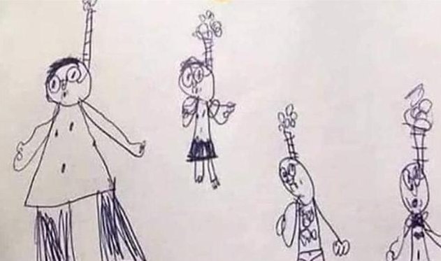 儿童绘画全家福心理解析,杂乱无章的画画看出孩子的性格