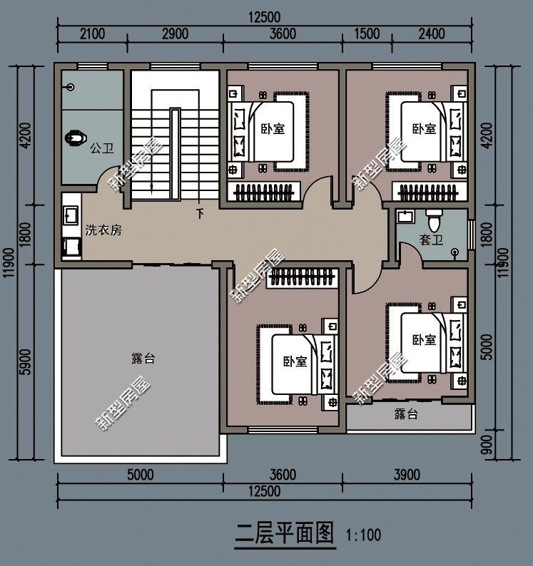 18米宽10米进深双拼两层别墅图纸,农村两层别墅怎么建