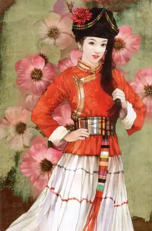 五十六个民族五十六枝花画,五十六个民族人物画高难度