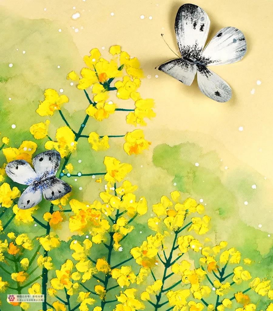 油画棒画油菜花,油菜花油画棒儿童画