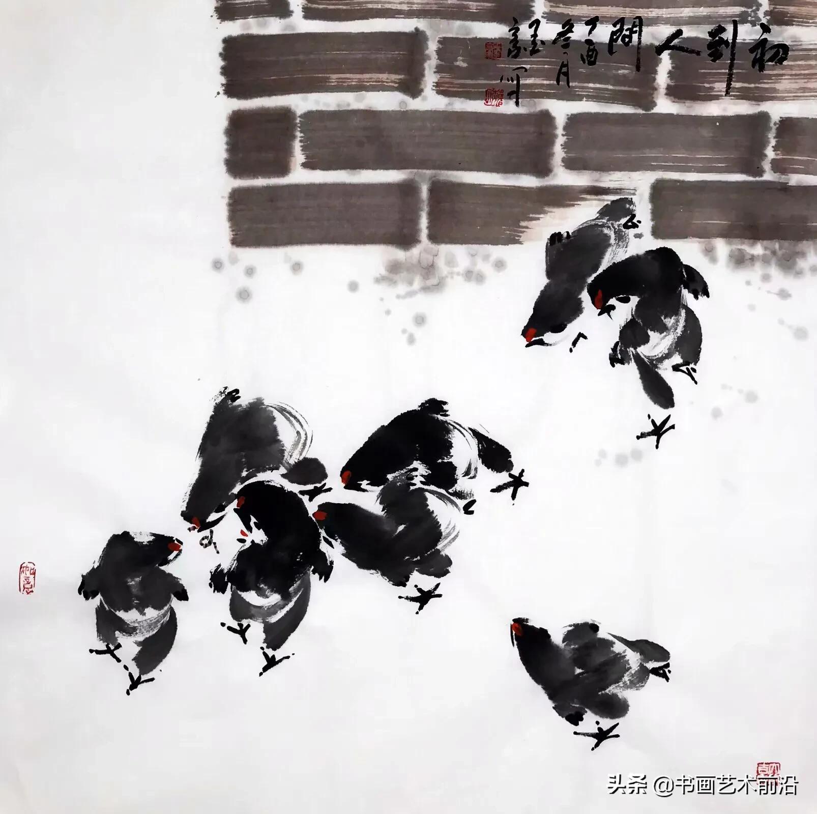 小鸡写意画作品欣赏,墨豪画鸡创意作品