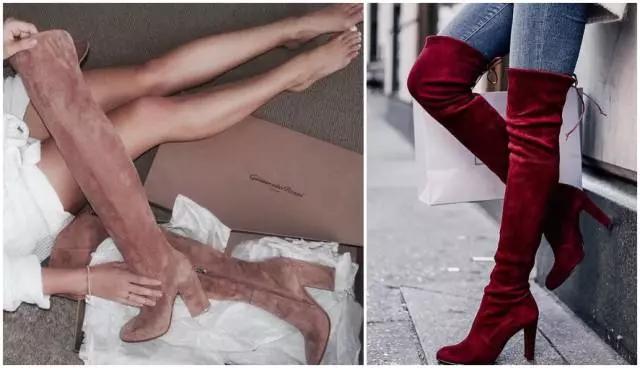 烟灰色牛仔裤怎么搭过膝靴,小香风皮毛外套搭配牛仔裤过膝靴