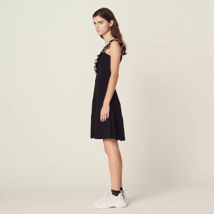 sandro连衣裙桑蚕丝,sandro18款小黑裙