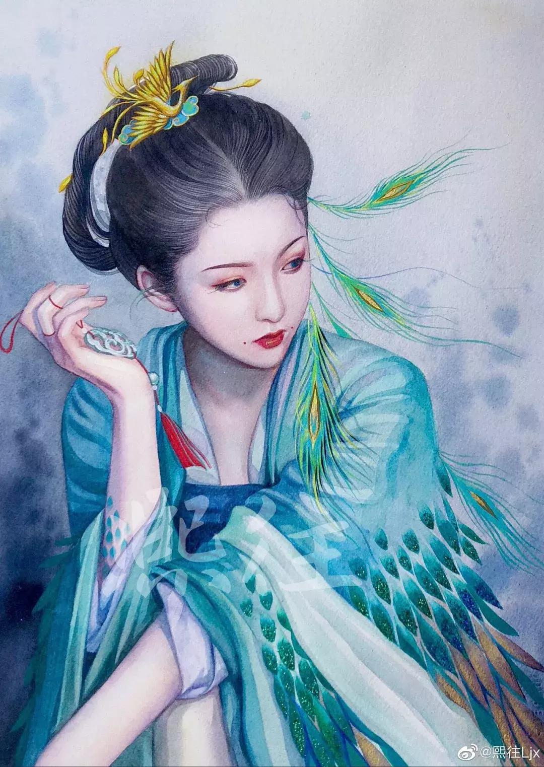 古风绘画线描,100张绝美古风女线描手绘