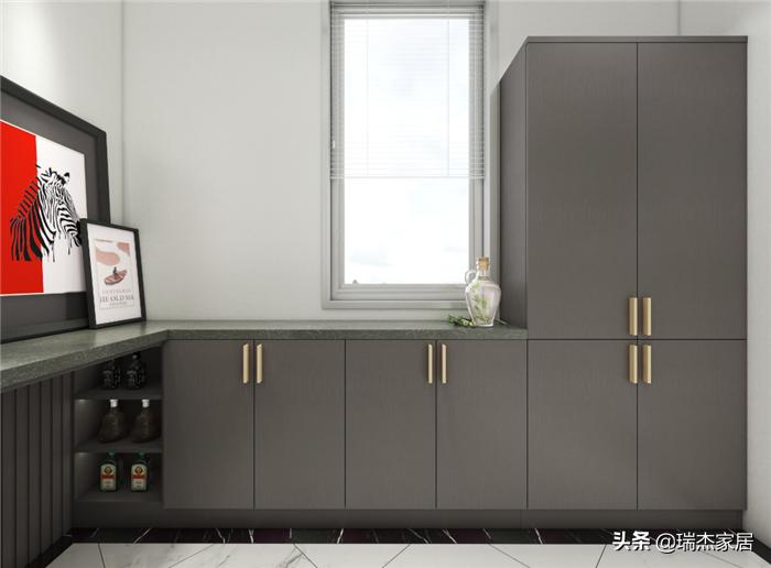 黑白对比层次分明，搭配木饰面格栅，给人一种简约纯净之美