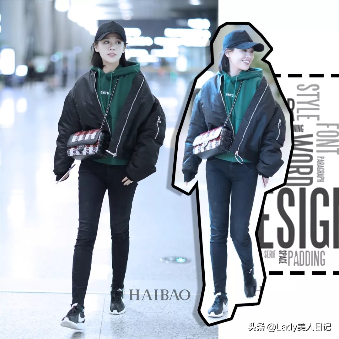 黑色落肩卫衣裤子搭配微胖女生,微胖卫衣搭打底裤穿搭