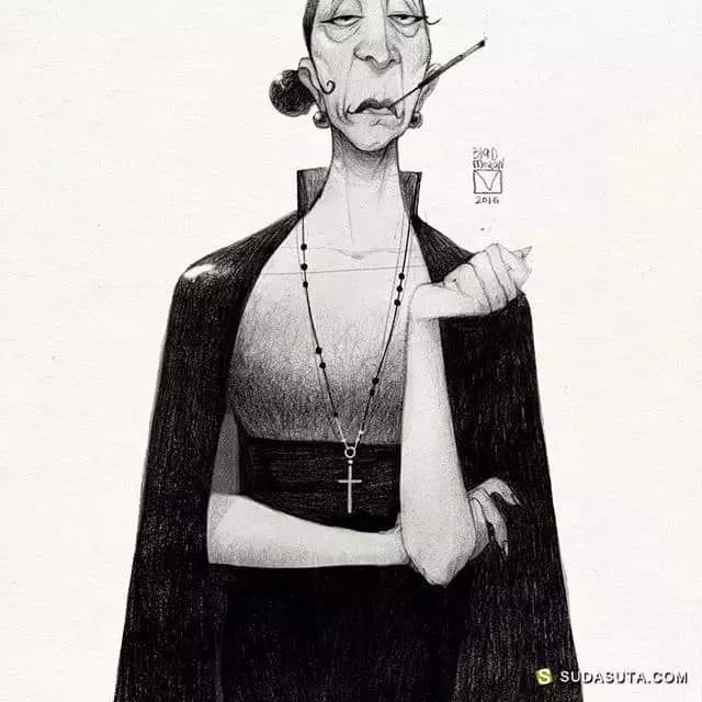 画动漫人物黑白插画素描,超级可爱的素描画