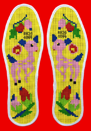 绣双鞋垫送姐妹,绣花鞋垫儿女款