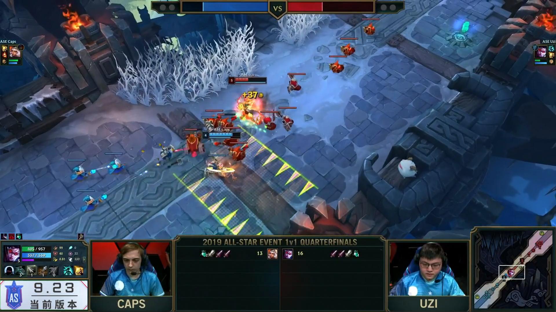 caps峡谷之巅遇uzi,caps给doinb抛飞吻