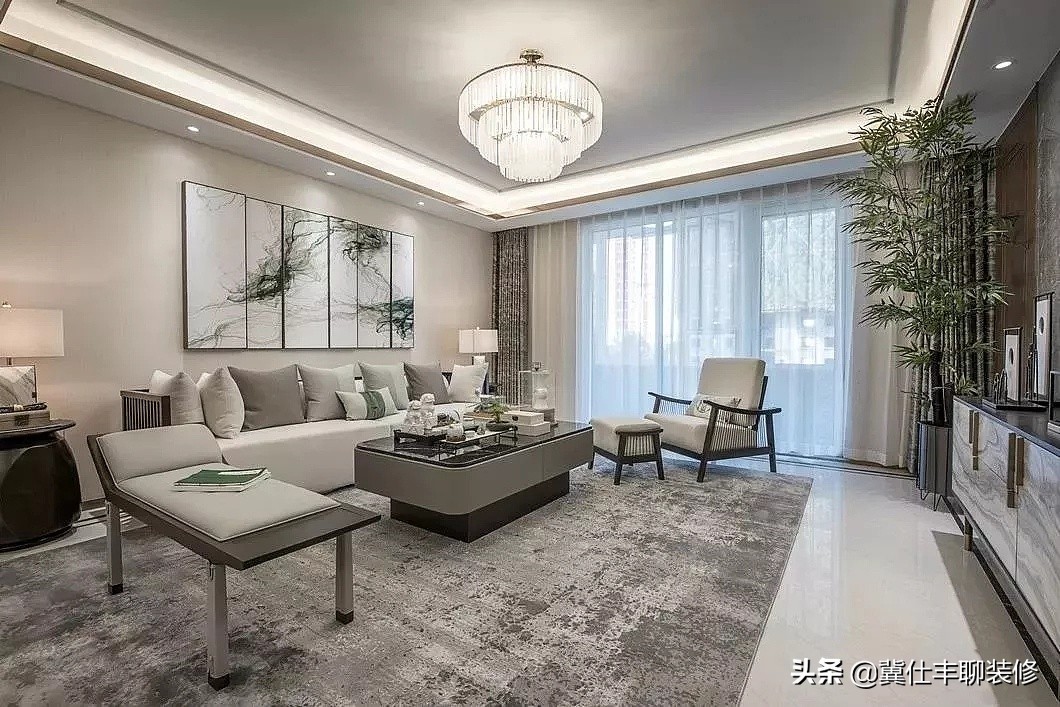 新中式沙发背景墙壁画图片大全,新中式沙发背景墙壁布简约效果图