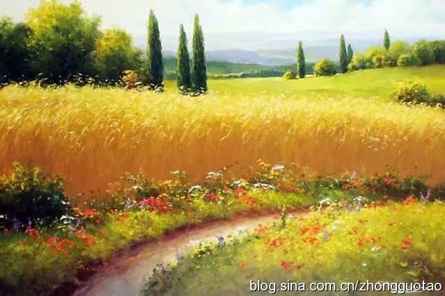 欧洲海滩风景油画作品欣赏,欧洲经典田园油画高清作品图