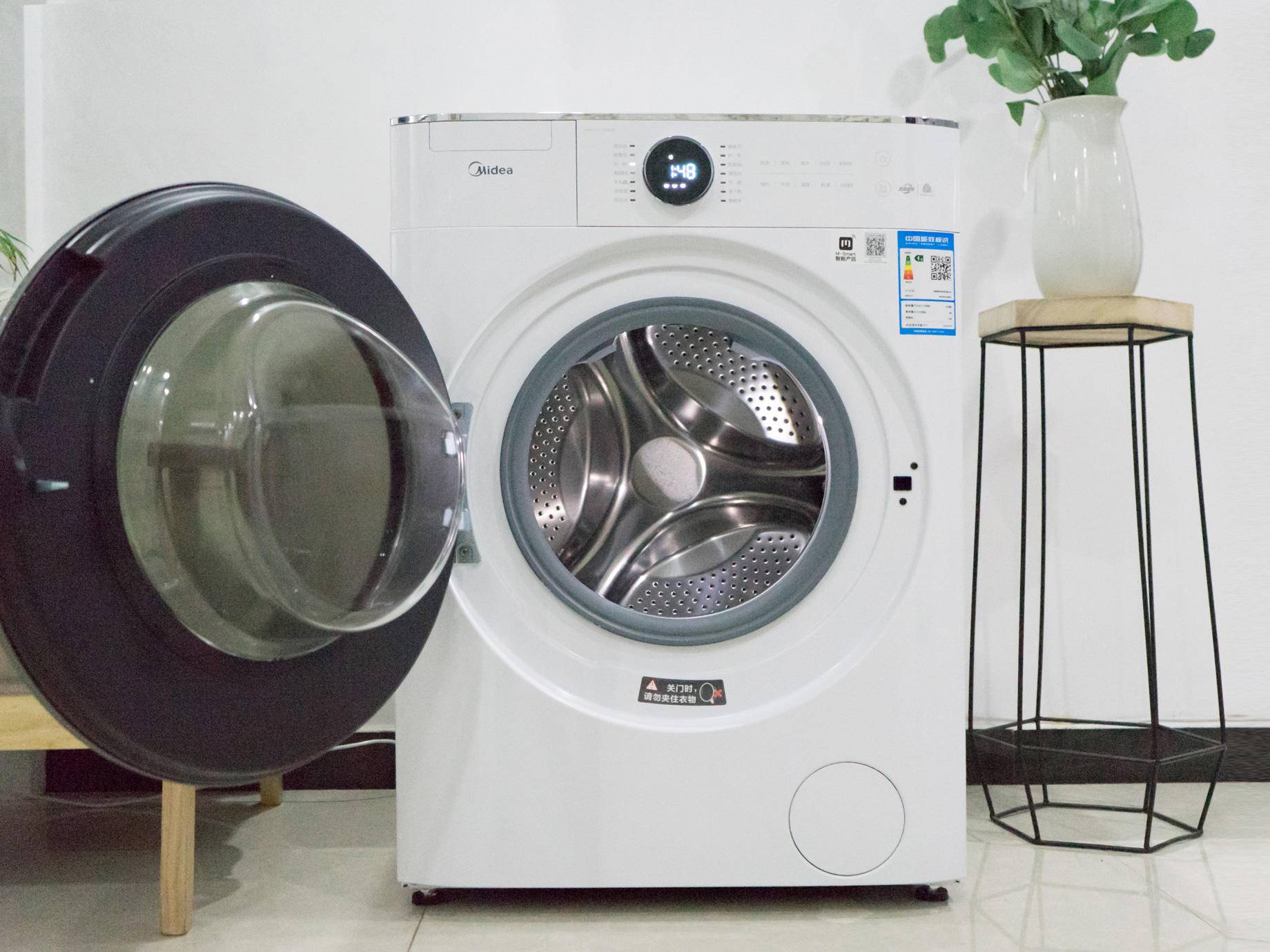 美的变频滚筒洗衣机怎么用,全自动智能洗衣机7.5公斤