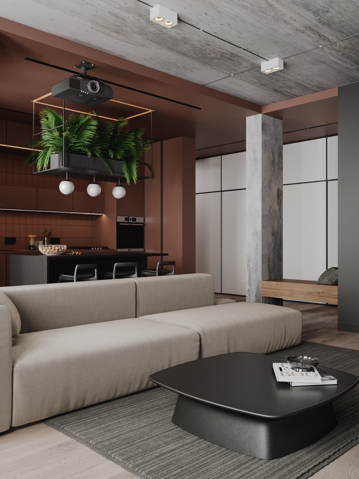 小户型餐厅客厅一体化装修简约风,客厅厨房一体小户型现代简约装修