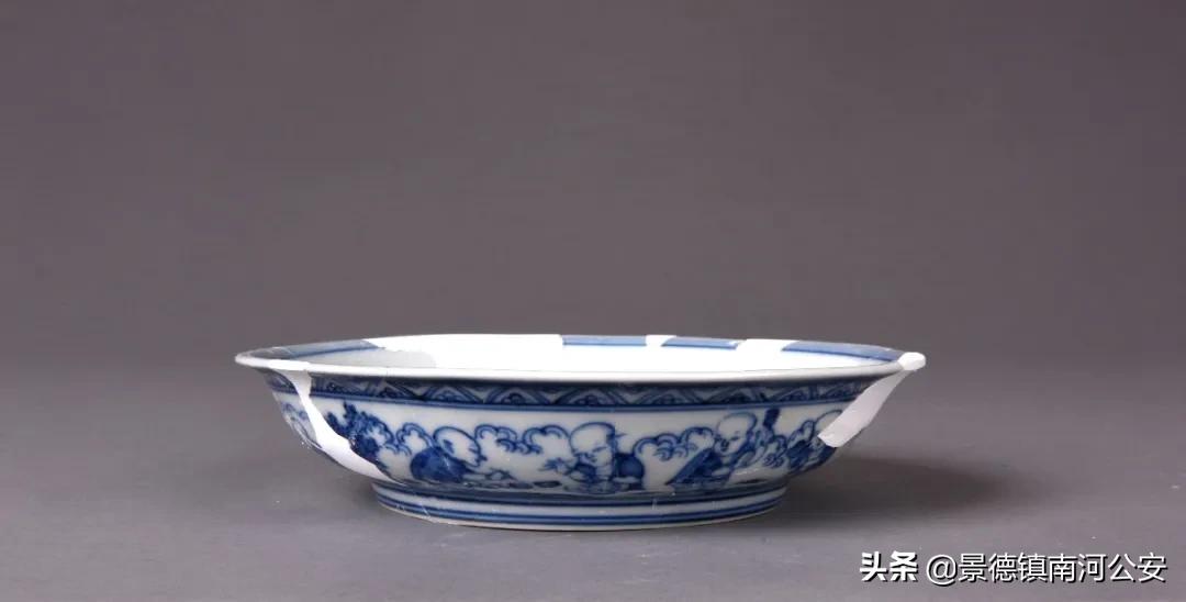 御窑厂出土永乐宣德青花瓷器,明代青花婴戏纹