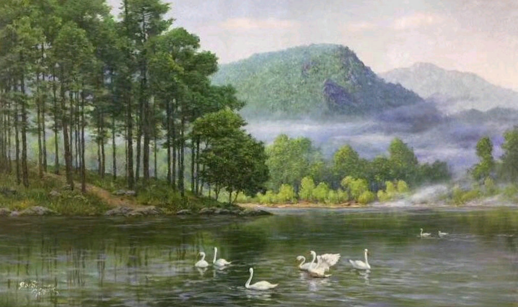 最新朝鲜风景油画图文,朝鲜大型山水风景油画图片集