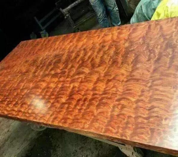 一颗重达几十吨的巴西花梨切开后像千层雪糕