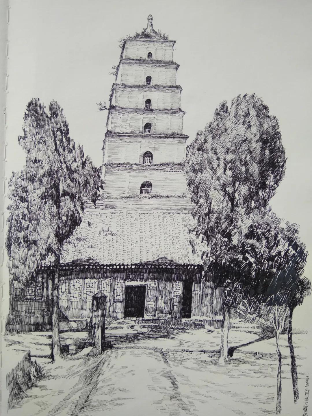 西安大美古城老照片,大美三秦中的陕西名胜古迹的手绘