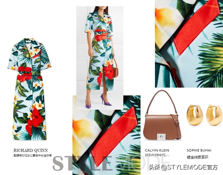 黄色花卉法式风情印花,风情印花潮