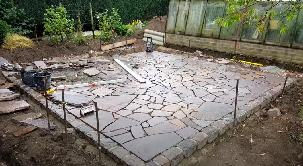 小院铺石板砖效果图大全,小院青石铺地面效果