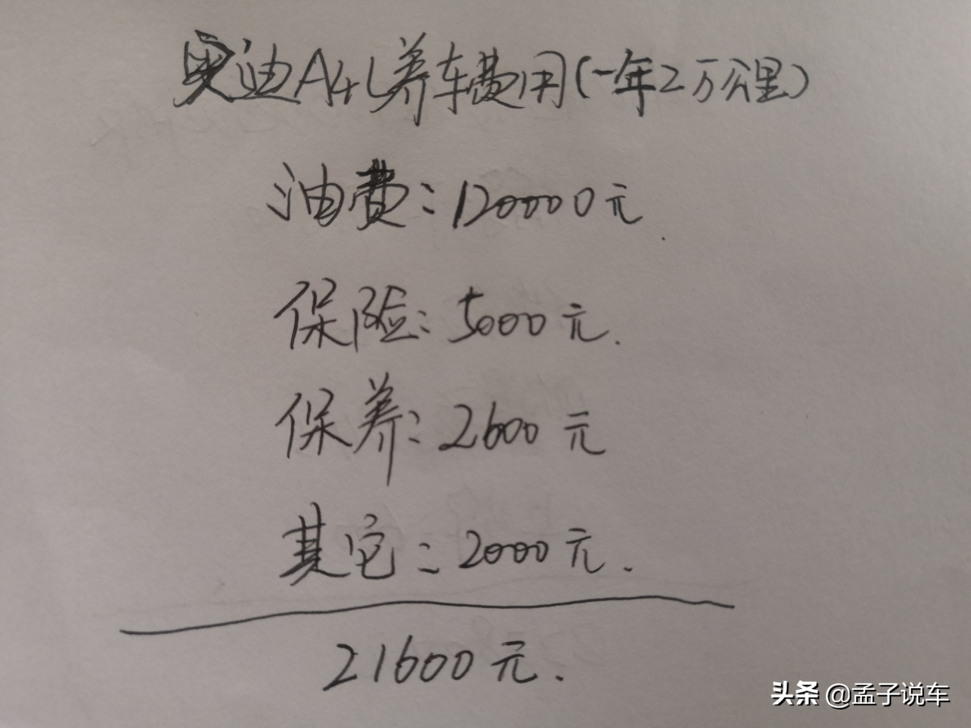 二手奥迪a4l一年养车费用,奥迪a4l和迈腾养车费用比较