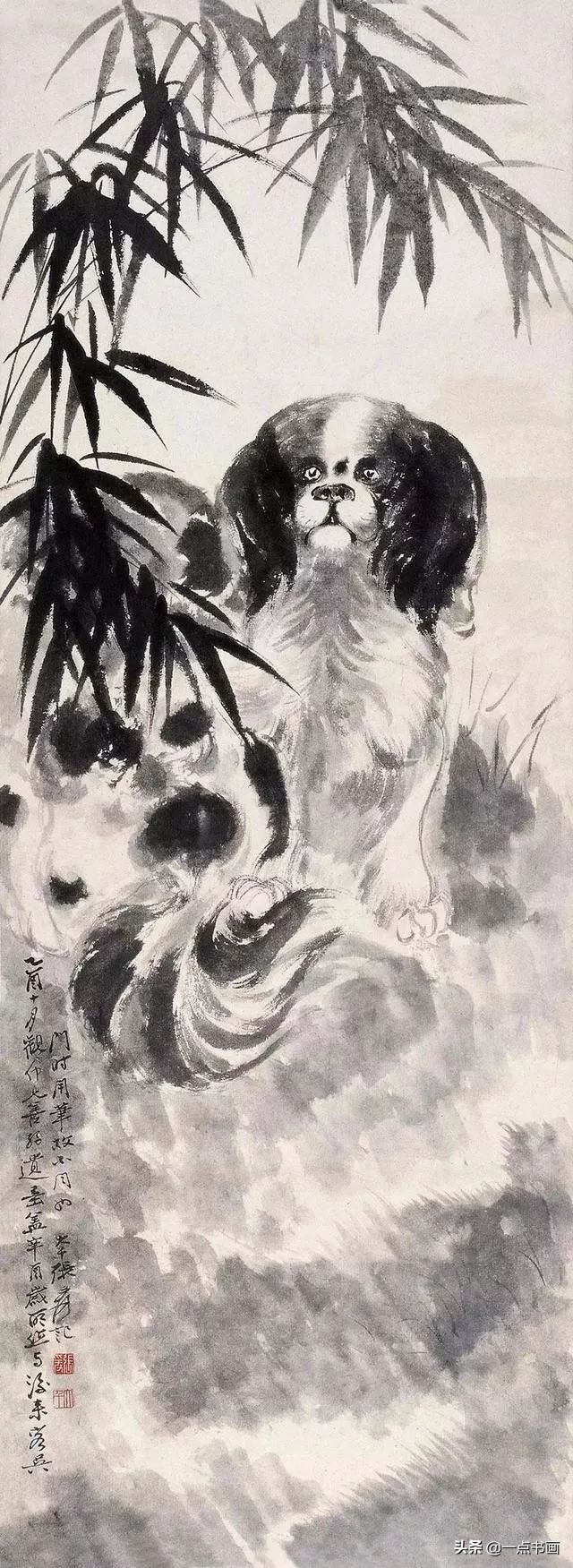 名家画狗速写作品欣赏,国画各种狗的画法