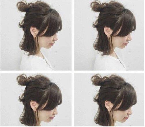 短发利落无刘海扎发,短发尴尬期半扎发