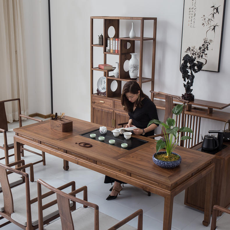 茶室禅意桌椅,新中式实木茶桌禅意小茶室