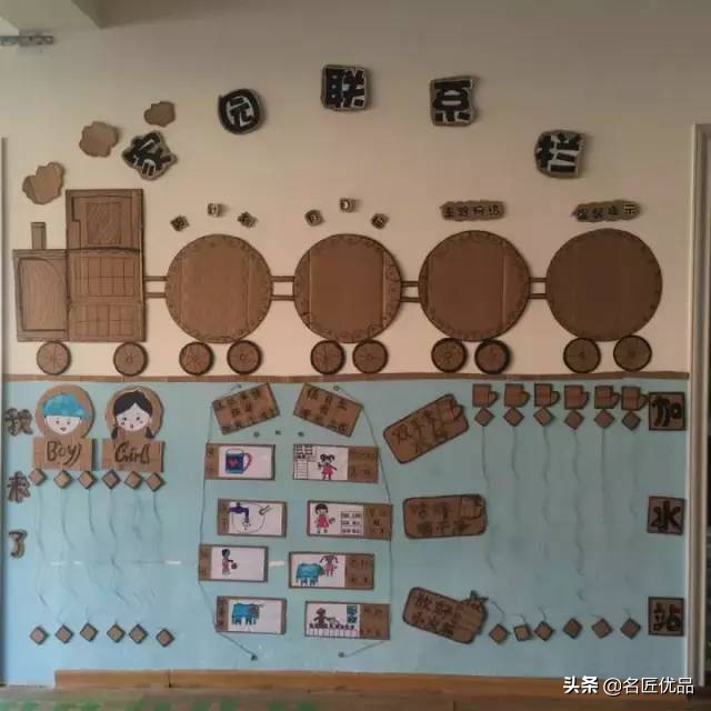 幼儿园废物纸板墙面环创,环创变废为宝