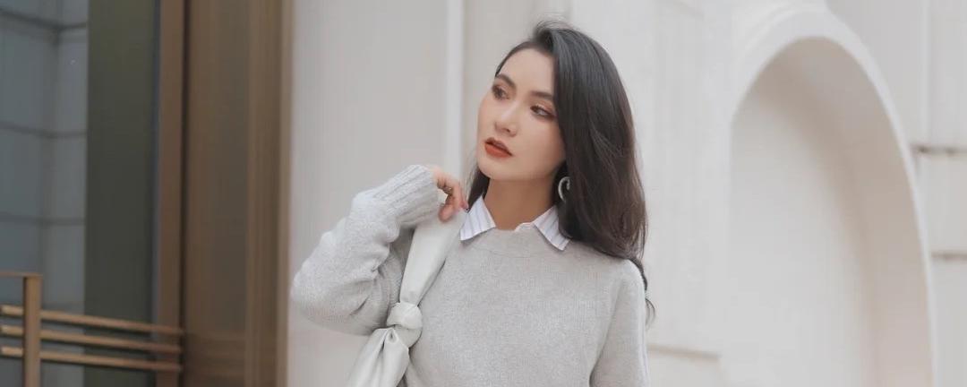 毛衣衬衫冬季最爆表穿搭方法,高级感毛衣衬衣秋冬内搭