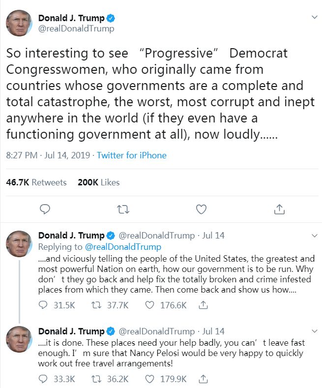 特朗普敦促团结对抗种族主义,特朗普各阶段言论