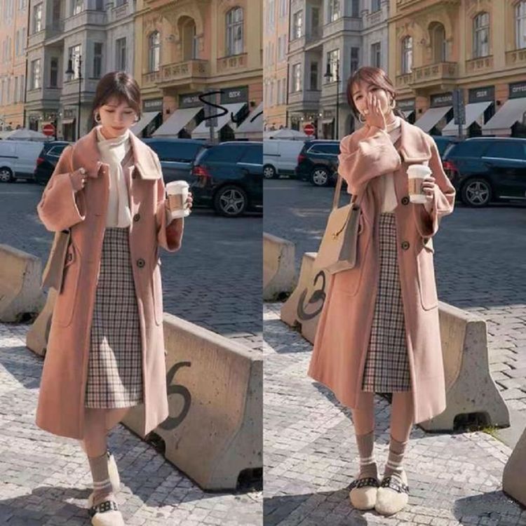 小个子粉色长款大衣搭什么宽头鞋,穿粉色大衣配什么颜色的包包好看