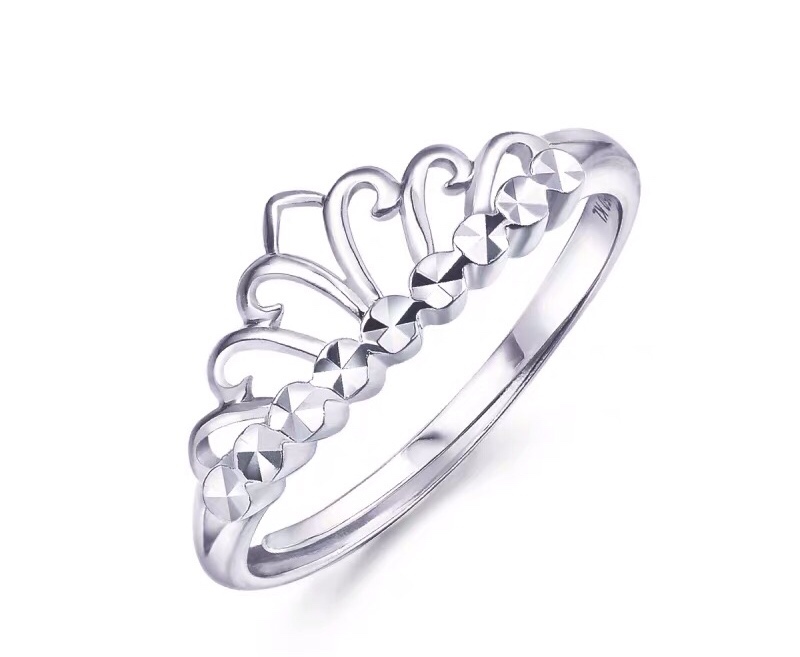 18k玫瑰金戒指皇冠二合一,黄金戒指粗点女款时尚个性