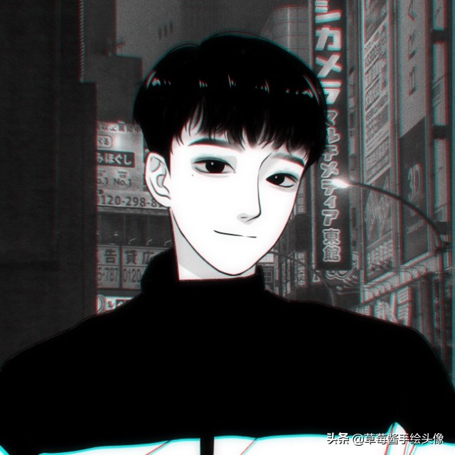 好看又低调的手绘头像,短发女生头像侧脸手绘黑白