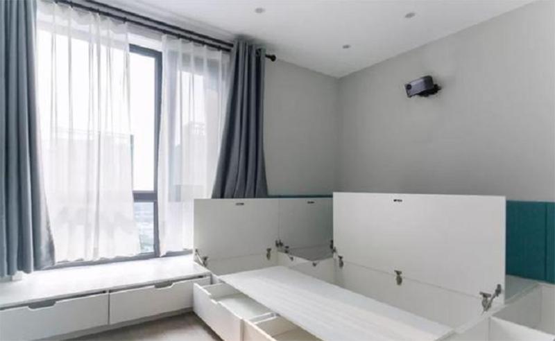 折叠式餐桌效果图小户型,小户型开放式厨房折叠隐藏餐桌