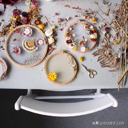 手工diy刺绣分享60款,干花刺绣作品图片