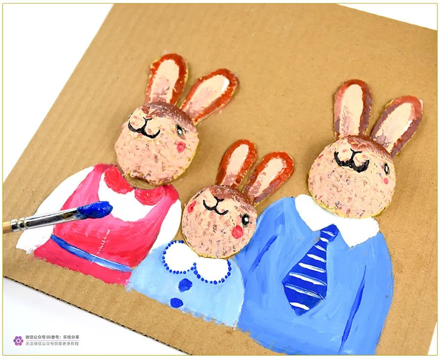 小学生变废为宝的手工画,儿童画创意画可爱的小兔子