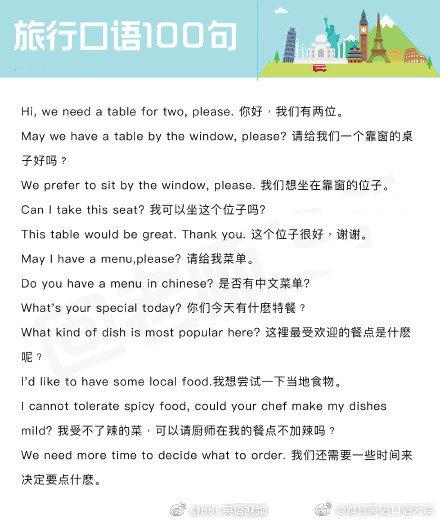 出国旅行的英文翻译,出国旅行常用英文口语