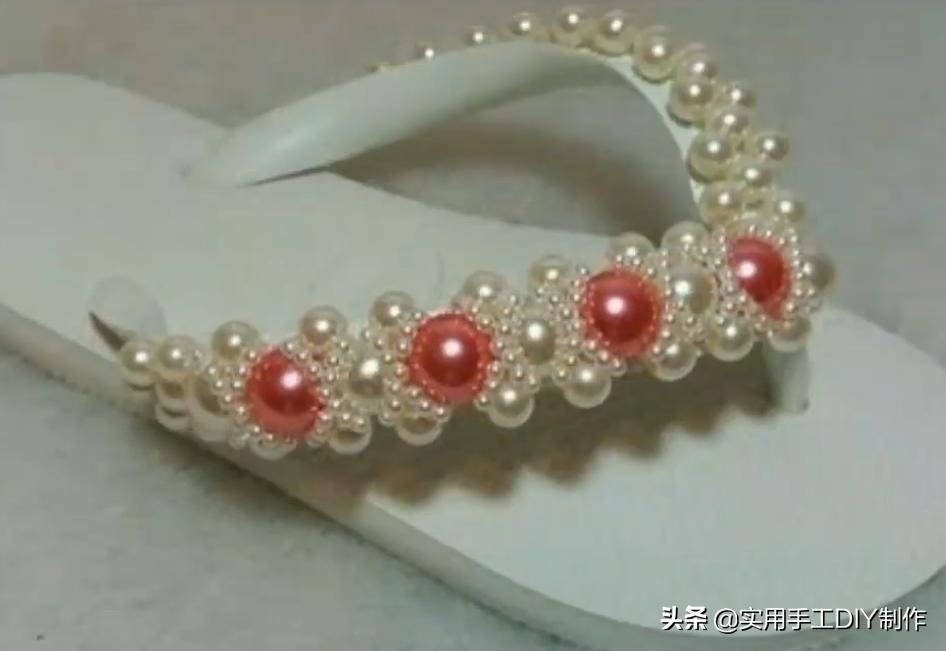 复古人字凉鞋串珠,手工串珠编织拖鞋