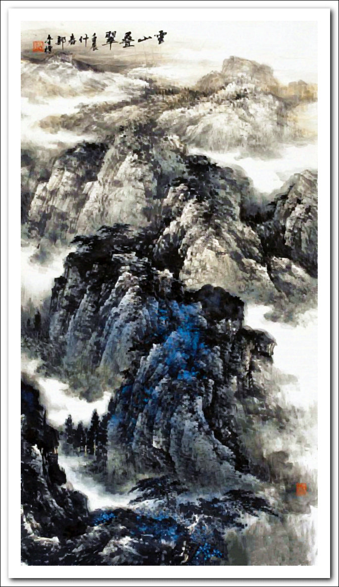 溪山山水画作品,郭金标高清山水画
